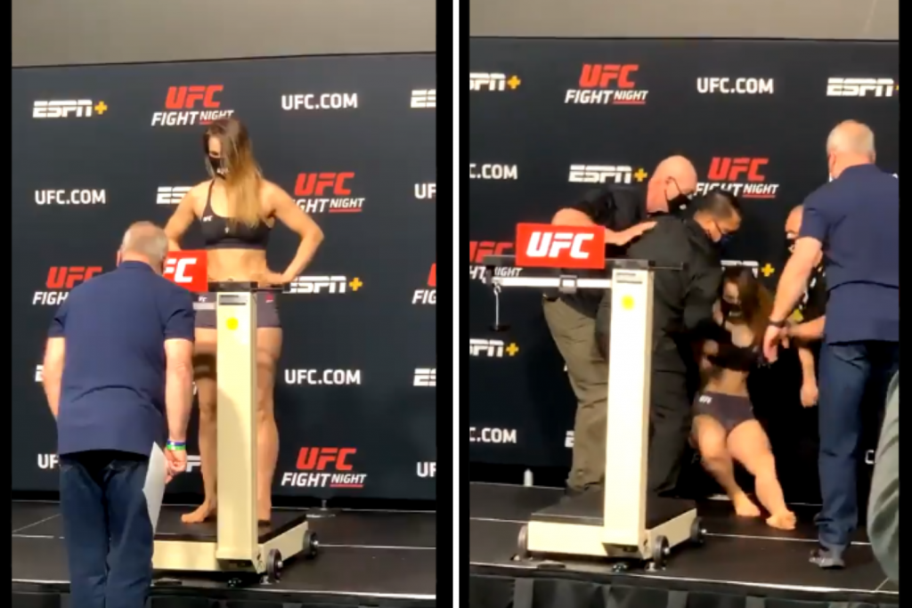 UFC: Lutadora desmaia duas vezes durante pesagem e confronto é cancelado; assista